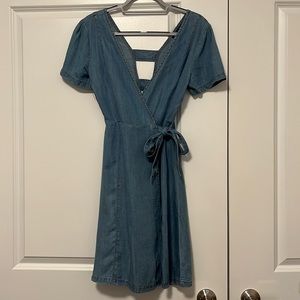 Soft denim wrap dress